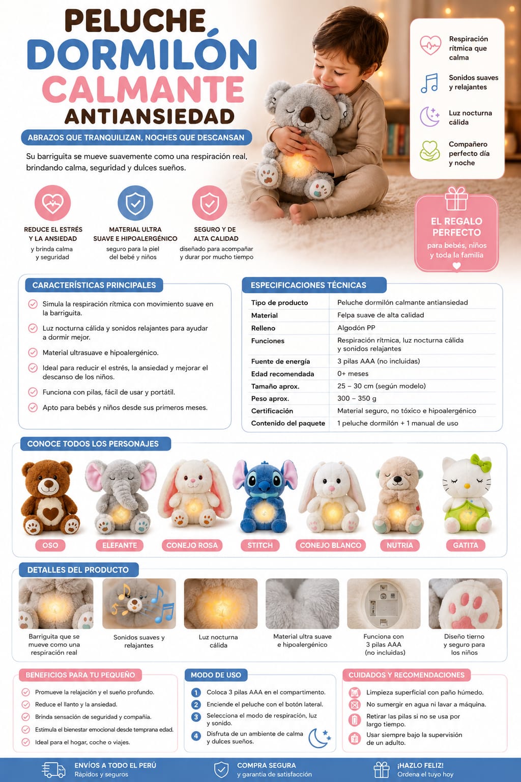 Peluche Dormilón Calmante Antiansiedad