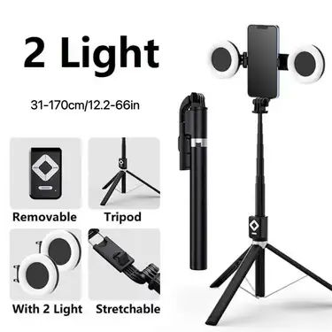 Trípode Multifuncional con Doble Aro de Luz LED
