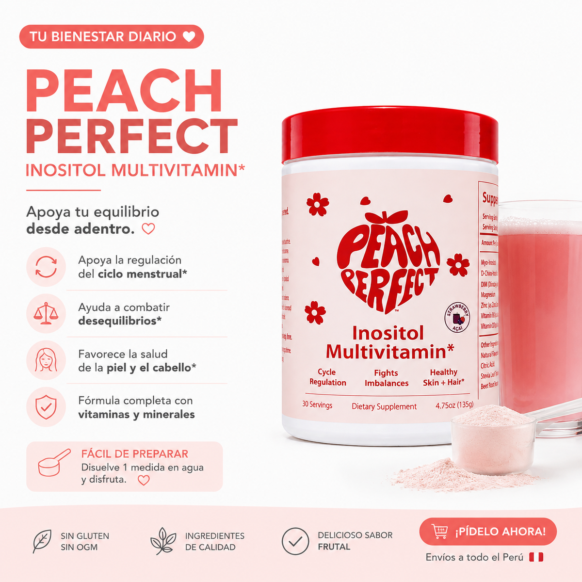 Peach Perfect, Inositol Multivitaminico 135 g