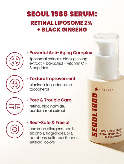 K-Secret SEOUL 1988 Retinal Liposome 2% + Black Ginseng Serum